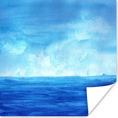 Produktbild von MuchoWow® Poster Aquarell - Meer - Himmel 75x75 cm - Wand Dekoration