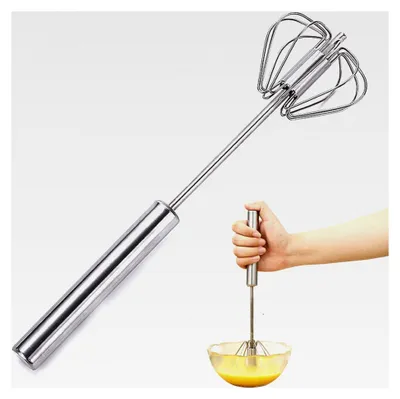 Produktbild von Halbautomatischer Schneebesen aus Edelstahl, Rührbesen mit drehbarem Push Mixer, 10 Zoll, spülmaschinengeeignet