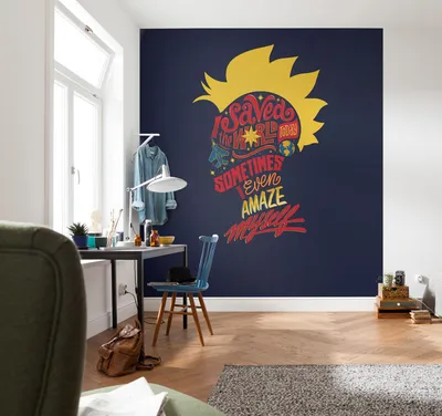 Produktbild von Komar Vlies Fototapete "Captain Marvel saves the World" - Größe: 250 x 280 cm (Breite x Höhe) - 5 Bahnen
