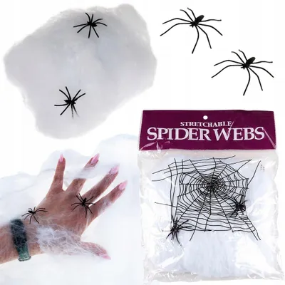 Produktbild von Fiestas Guirca Weiße Künstliche Halloween-Spinnweben-Deko 20g + Spinnen