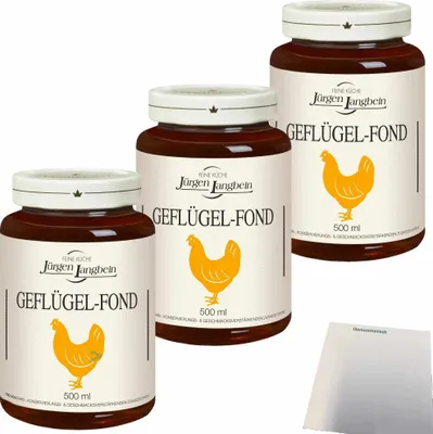 Produktbild von Jürgen Langbein Geflügel-Fond 3er Pack (3x500ml Glas) + usy Block