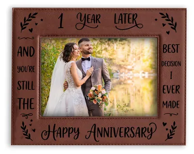 Leder-Fotoliste graviert, 1. Hochzeitstag, 5×7 Zoll, Hochzeitsgeschenk
