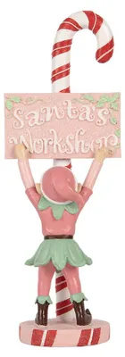 Immagine prodotto di Clayre & Eef, decorazione natalizia a forma di elfo, 11x8x30 cm, rosa, plastica