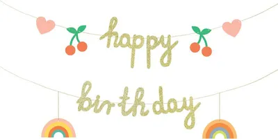 Produktbild von Happy Birthday Papierbanner, Mix, 100x18 cm