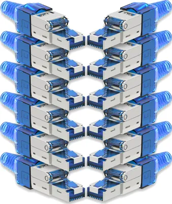 Produktbild von 12x Netzwerk Stecker CAT 7 Werkzeuglos RJ45 CAT7 Netzwerkstecker Netzwerkkabel