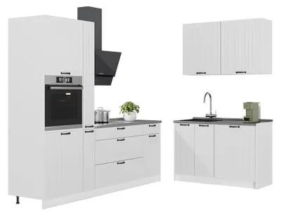Produktbild von Küchenzeile Vicco Fame-Line Weiß Landhaus/Weiß 220 x 120 cm, AP Eiche, Model 65032