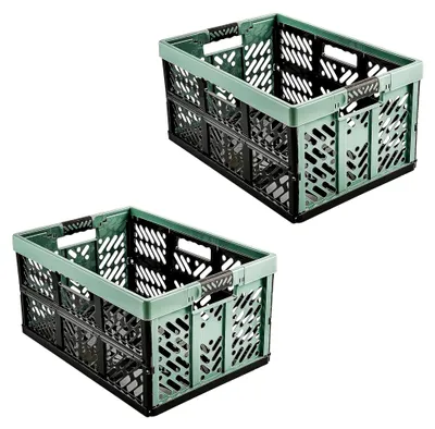 Produktbild von 2 stabile Profi-Klappboxen mit Soft-Touch Griffen, 45 l, Ben, Nordic Green