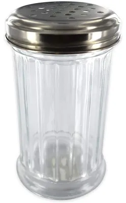 Produktbild von Fackelmann 46883 Puderzuckerstreuer Parmesanreibe, Glas, weiß, 13 x 8 x 8 cm