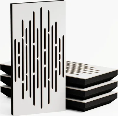 Zdjęcie produktu dla 4-pak - Wąski panel akustyczny pochłaniający dźwięk | 50 x 25 cm | Model-Grubość-Kolor: (WAVE - 33 mm | Biały]