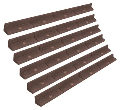 Image de Bordure de pelouse flexible, 7,2 m de long, lot de 6 x 1,2 m, marron, pour délimiter le jardin, les allées, les bordures de pelouse, les potagers, les parterres de fleurs et les plates-bandes surélevées. Caoutchouc résistant aux UV, livrée avec des piquets en plastique pour fixation dans la pelouse.
