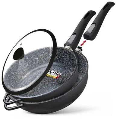 Zdjęcie produktu dla Patelnie indukcyjne zestaw 2 szt aluminium nieprzywierające 24/28 cm