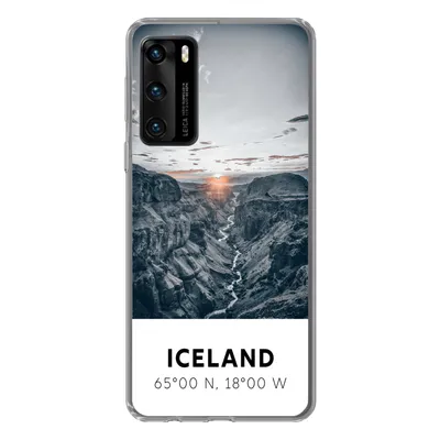 Produktbild von MuchoWow® Handyhülle Schutzhülle Hülle für Huawei P40 Island - Sonne - Berge Silikon Softcase Handy Hülle - Handytasche