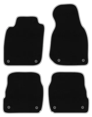 Produktbild von Velours-Fußmatten für Audi A6 C5 1997-2005 (Avant/Kombi/Limousine) – 4-tlg, Schwarz/Silber, passgenau – Wielganizator CARLUX