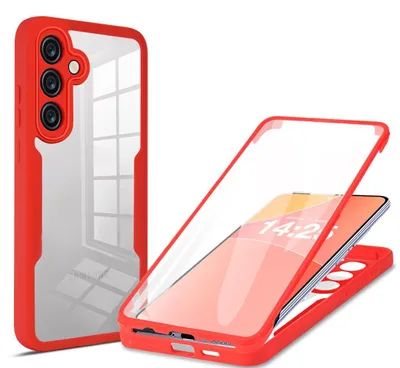 Produktbild von 360 Grad Rundum Schutz Handyhülle für Samsung Galaxy S24 FE Full Cover Vollschutz Case Farbe: Rot
