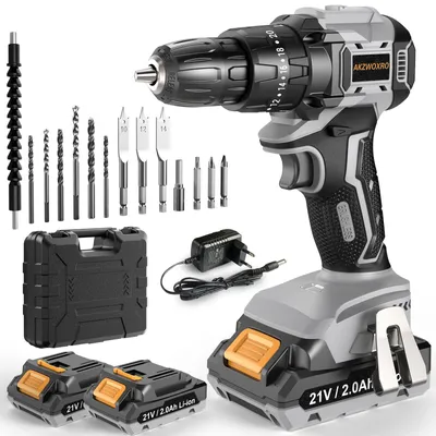 Obrázok produktu pre Akumulátorová skrutkovač 21 V, 2 akumulátory 2,0 Ah, 45 Nm, 2 rýchlosti, 20 + 3 stupne krútiaceho momentu