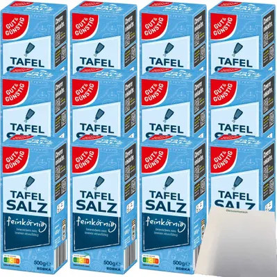 Produktbild von Gut & Günstig Tafelsalz feinkörnig leicht löslich 12er Pack (12x500g Packung) + usy Block