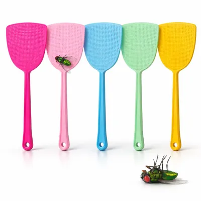 Produktbild von 10er Fliegenklatsche bunt - Mückenklatsche Mückenpatscher Fly Swatter, 35 cm Länge