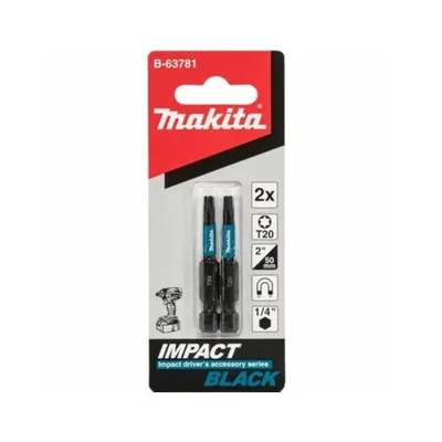 Image de Makita B-63781 Embout de torsion 1/4" IMPACT NOIR T20 50mm 2 pces