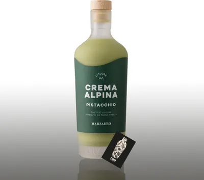 Produktbild von Marzadro Crema Alpina Pistazie – Cremelikör mit Sahne & Pistazien 0,7l 17% Vol. inkl. Geschenkbox - [Enthält Sulfite]