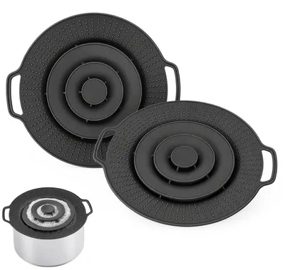Silikon-Überkocher-Set, 2 Stück, 30 cm, Spritzschutz für Töpfe