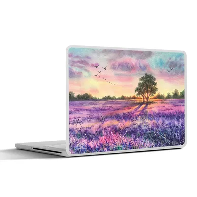 Produktbild von MuchoWow® Laptop Aufkleber Sticker Cover Lavendel - Farbe - Vögel - Bäume - Lila 30x21 cm - Sticker für Laptop - Selbstklebend