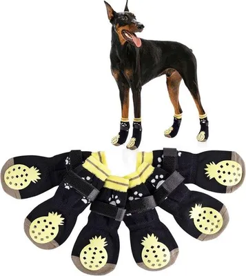 Produktbild von Famanu Hundesocken Antislip mit verstellbaren Bandagen - Gelb, Größe M