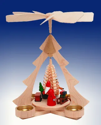 Produktbild von Tischpyramide Weihnachtsmann mit Eisenbahn mit Teelicht BxHxt 21x26x22,5cm NEU