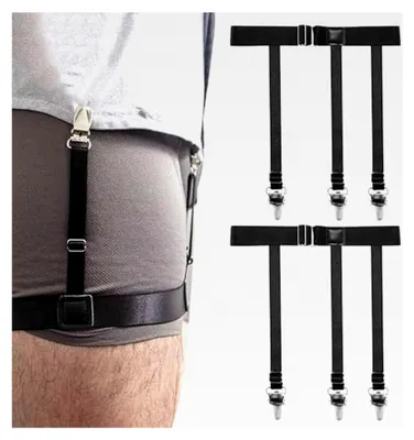 Produktbild von 2 Stück Hemdhalter für Herren, elastische Strumpfbänder mit rutschfesten Clips, Hemdstrumpfbänder für Männer und Frauen
