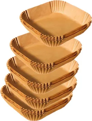 Produktbild von Backpapier Airfryer, 100 Stück Backpapier für Heißluftfritteuse, Wasserdicht und ölfest Antihaft-Einweg-Luftfritteusen Quadrat Pergamentpapier für Heißluftfritteuse, Ofen und Grill