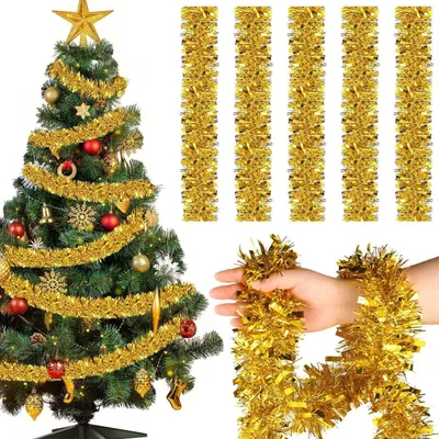 Immagine prodotto di Ghirlande scintillanti dorate, 12 metri, decorazioni natalizie per l'albero