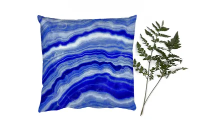 Produktbild von MuchoWow® Zierkissen Sofakissen Wohnzimmer Dekokissen 60x60 cm Achat Stein - Blau - Sitzfläche - Foto Polster