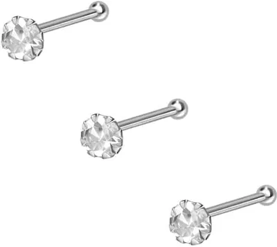 Produktbild von Nasenpiercing, Nasenstecker SET 925er Silber Nasenstecker Pin EINGEFASSTER KRISTALL