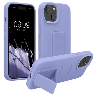 Produktbild von kwmobile Handyhülle für Apple iPhone 15 Hülle - TPU Silikon Case mit Fingerhalter und Stand - Schutzhülle Cover in Lavendel