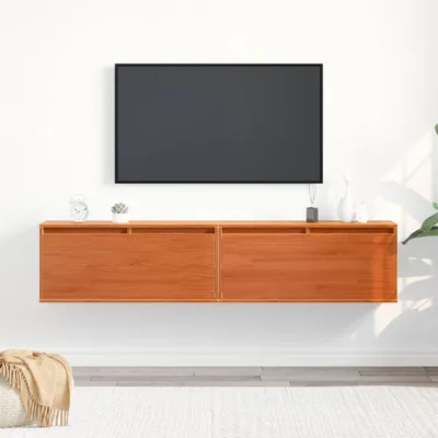 Image de Maison Exclusive - Meuble mural avec étagère et porte, 2 pièces, brun cire, 80 x 30 x 35 cm