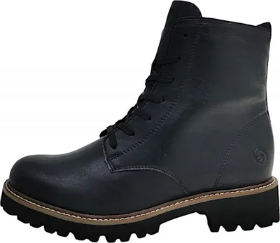 Image de Remonte - Bottines plates à lacets pour femmes, modèle noir, style décontracté