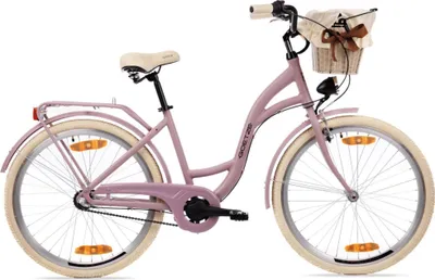 Produktbild von Goetze Style 26 Zoll City Bike, 43 cm ALU Rahmen, 3-Gang Shimano Nexus, Rücktrittbremse & V-Bremse, LED-Beleuchtung, Gepäckträger, Rattankorb mit Bezug