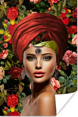 Produktbild von MuchoWow® Poster Frau - Blumen - Bunt 40x60 cm - Plakate für die Wand - Poster Babyzimmer