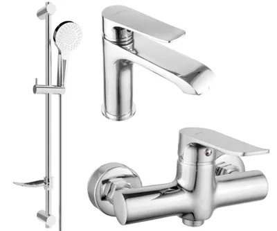 Image de Pecos DF05 SET Mélangeur lavabo + douche avec accessoires, chrome(72704DF05-00)