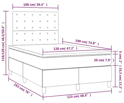 Produktbild von vidaXL Boxspringbett mit Matratze & LED Schwarz 120x190 cm Stoff