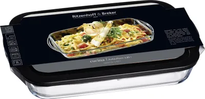 Immagine prodotto di Ritzenhoff & Breker Auflaufform Cucina Rechteckig, mit Deckel, Ofenform, Auflauf Form, Glas, Schwarz, 3.85 L, 807264