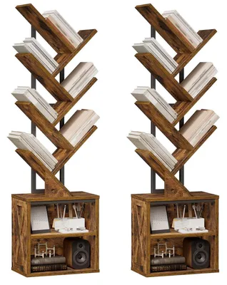 Immagine prodotto di Set da 2 librerie a forma di albero, scaffale autoportante con 9 ripiani, scaffale per CD e DVD