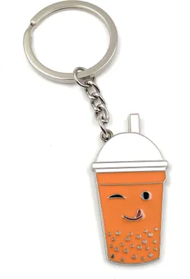 Produktbild von Onwomania Schlüsselanhänger - "Becher Trinkbecher Strohhalm" - Metall Glücksbringer ideal als Geschenk z.B. für den besten Freund, die beste Freundin, Mama