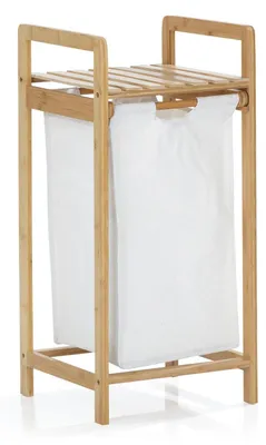 Immagine prodotto di LUMALAND  Cesto portabiancheria in bambù - 33 x 33 x 73 cm - bianco