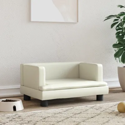 Image de The Living Store Lit pour chien Crème 60x40x30 cm simili cuir