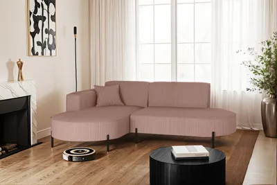 Produktbild von Ecksofa, Sofa L-Form Designer Modena Rein stoff Poso Rosa Links