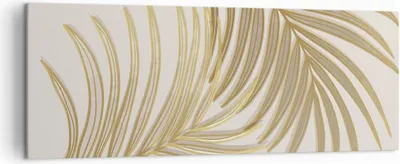 Produktbild von Bild auf Leinwand - Leinwandbild - Einteilig - Golden Blätter Palmen - 140x50cm - Wand Bild - Wanddeko - Wandbilder - Leinwanddruck - Bilder - Wanddekoration - Leinwand bilder - AB140x50-4738