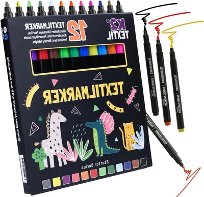 Productafbeelding van Textielstiften set van 24 - wasmachinebestendige textielmarkers voor creatieve projecten