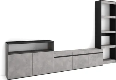 Immagine prodotto di COZY Mobile Soggiorno TV, 310x35x186cm, Per TV fino a 65, Set di mobili, Cemento