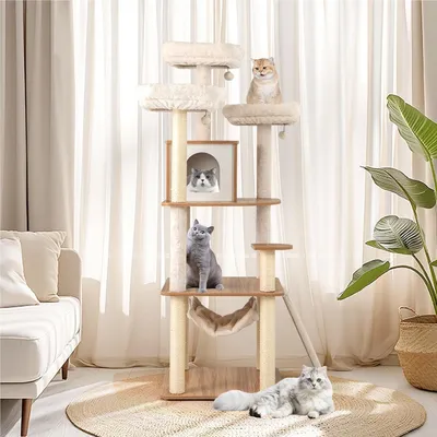 Produktbild von Kratzbaum Katze - Kratzmöbel - Kratzbaum - Spielturm - Aktivitätsturm - 168 cm hoch