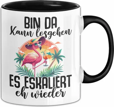 Produktbild von Kollege Spruch Tasse Bin Da Kann Losgehen Es Eskaliert Eh Wieder Kaffee-Becher (Schwarz)